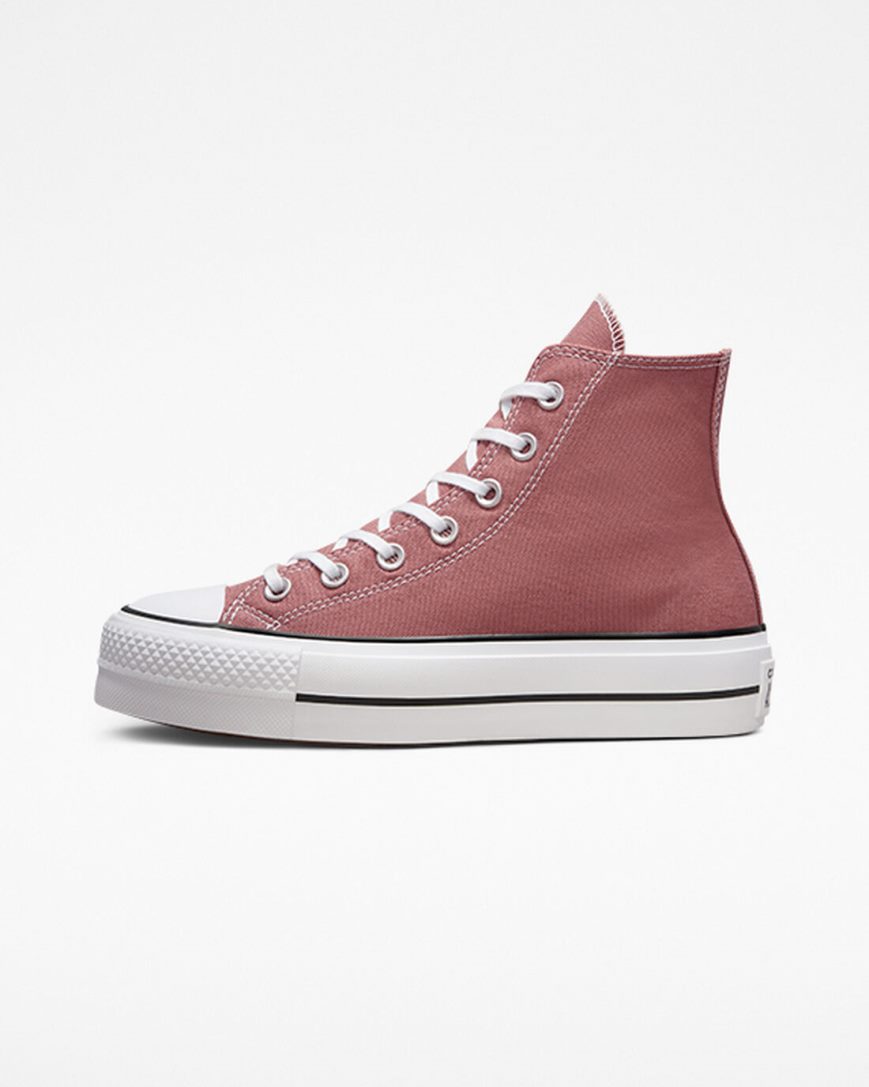 Pantofi Platforma Dama Converse Chuck Taylor All Star Lift Seasonal Color Inalti Roz Negrii Albi | RO RJVDX896